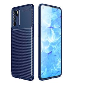 Gpack Oppo Reno 6 Negro Karbon Görünüm Dizayn Silikon Lacivert Cep Telefonu Kılıfı