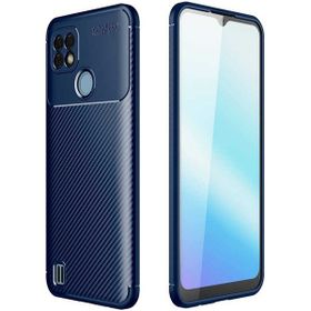 Gpack Realme C25 Negro Karbon Görünüm Dizayn Silikon Lacivert Cep Telefonu Kılıfı