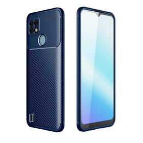 Gpack Realme C25 Negro Karbon Görünüm Dizayn Silikon Lacivert Cep Telefonu Kılıfı