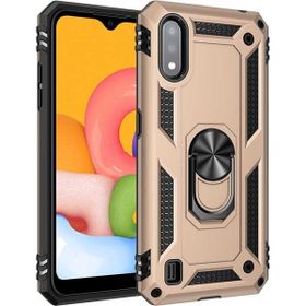 Gpack Samsung Galaxy A01 Core Vega Tank Koruma Standlı Yüzüklü Mıknatıslı Gold Cep Telefonu Kılıfı