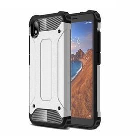 Gpack Samsung Galaxy A01 Core Vega Tank Koruma Standlı Yüzüklü Mıknatıslı Gümüş Cep Telefonu Kılıfı