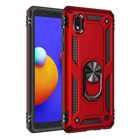 Gpack Samsung Galaxy A01 Core Vega Tank Koruma Standlı Yüzüklü Mıknatıslı Kırmızı Cep Telefonu Kılıfı