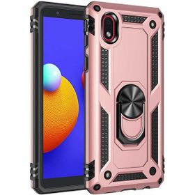 Gpack Samsung Galaxy A01 Core Vega Tank Koruma Standlı Yüzüklü Mıknatıslı Nano Glass Bronz Cep Telefonu Kılıfı