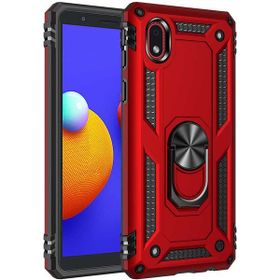 Gpack Samsung Galaxy A01 Core Vega Tank Koruma Standlı Yüzüklü Mıknatıslı Nano Glass Kırmızı Cep Telefonu Kılıfı