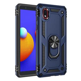 Gpack Samsung Galaxy A01 Core Vega Tank Koruma Standlı Yüzüklü Mıknatıslı Nano Glass Lacivert Cep Telefonu Kılıfı