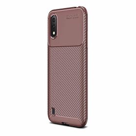 Gpack Samsung Galaxy A01 Negro Karbon Dizayn Nano Glass Kahverengi Silikon Cep Telefonu Kılıf