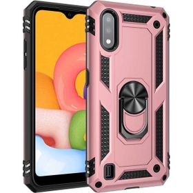 Gpack Samsung Galaxy A01 Vega Standlı Yüzüklü Mıknatıslı Nano Glass Bronz Cep Telefonu Kılıfı