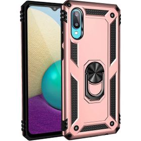 Gpack Samsung Galaxy A02 Vega Tank Koruma Standlı Yüzüklü Mıknatıslı Bronz Cep Telefonu Kılıfı