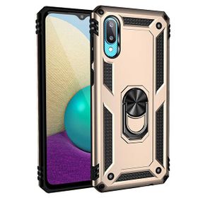 Gpack Samsung Galaxy A02 Vega Tank Koruma Standlı Yüzüklü Mıknatıslı Gold Cep Telefonu Kılıfı