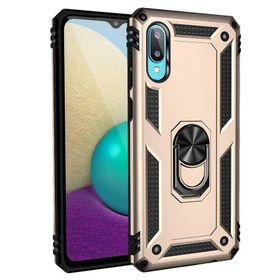 Gpack Samsung Galaxy A02 Vega Tank Koruma Standlı Yüzüklü Mıknatıslı Gold Cep Telefonu Kılıfı