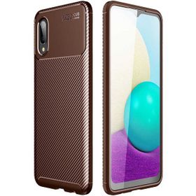 Gpack Samsung Galaxy A02S Negro Karbon Dizayn Silikon Kahverengi Cep Telefonu Kılıfı