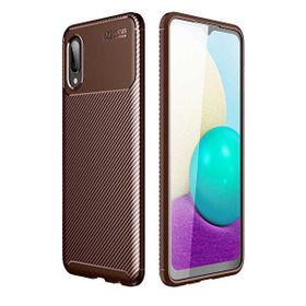 Gpack Samsung Galaxy A02S Negro Karbon Dizayn Silikon Kahverengi Cep Telefonu Kılıfı