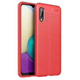 Gpack Samsung Galaxy A02S Niss Silikon Deri Görünümlü Kırmızı Kılıf