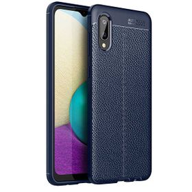 Gpack Samsung Galaxy A02S Niss Silikon Deri Görünümlü Lacivert Kılıf