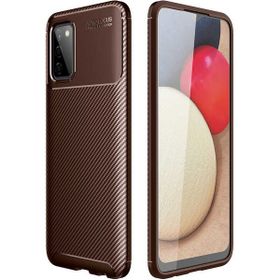 Gpack Samsung Galaxy A03S Negro Karbon Görünüm Korumalı Dizayn Silikon Kahverengi Cep Telefonu Kılıfı