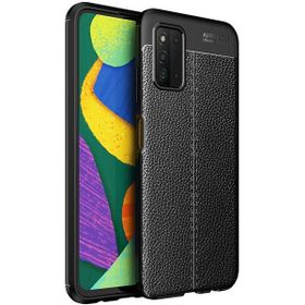 Gpack Samsung Galaxy A03S Niss Silikon Deri Görünümlü Korumalı Siyah Kılıf