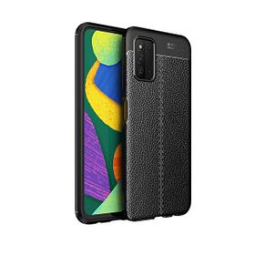 Gpack Samsung Galaxy A03S Niss Silikon Deri Görünümlü Korumalı Siyah Kılıf