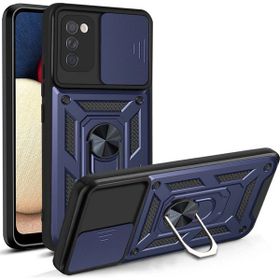 Gpack Samsung Galaxy A03s Sert Silikon Tank Aramid Sürgülü Vega Yüzüklü Lacivert Kılıf