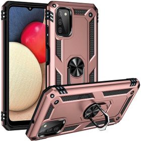 Gpack Samsung Galaxy A03S Vega Tank Standlı Yüzüklü Mıknatıslı Bronz Cep Telefonu Kılıfı