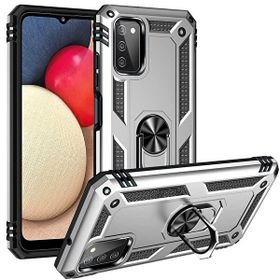 Gpack Samsung Galaxy A03S Vega Tank Standlı Yüzüklü Mıknatıslı Gümüş Cep Telefonu Kılıfı