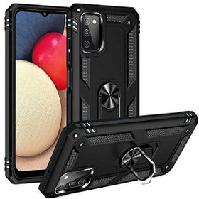 Gpack Samsung Galaxy A03S Vega Tank Standlı Yüzüklü Mıknatıslı Siyah Cep Telefonu Kılıfı