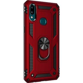 Gpack Samsung Galaxy A10S Çift Katman Zırh Koruma Yüzüklü Vega Kırmızı Cep Telefonu Kılıf