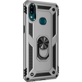 Gpack Samsung Galaxy A10S Çift Katman Zırh Koruma Yüzüklü Vega Nano Ekran Koruyucu Gümüş Cep Telefonu Kılıf