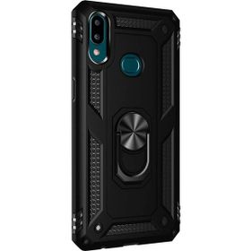 Gpack Samsung Galaxy A10S Çift Katman Zırh Koruma Yüzüklü Vega Siyah Cep Telefonu Kılıf