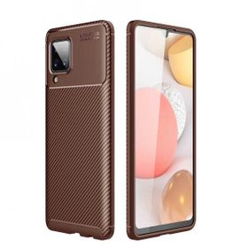 Gpack Samsung Galaxy A12 Negro Karbon Dizayn Silikon Kahverengi Kılıf