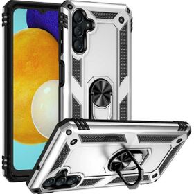 Gpack Samsung Galaxy A13 Vega Tank Standlı Yüzüklü Mıknatıslı Gümüş Kılıf