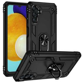 Gpack Samsung Galaxy A13 Vega Tank Standlı Yüzüklü Mıknatıslı Siyah Kılıf
