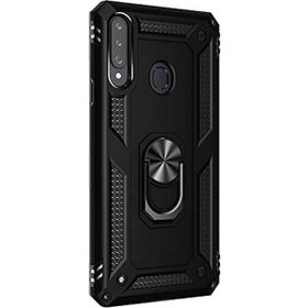 Gpack Samsung Galaxy A20s Çift Katman Zırh Koruma Yüzüklü Vega Nano Ekran Koruyucu Siyah Cep Telefonu Kılıf