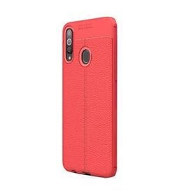Gpack Samsung Galaxy A20s Niss Deri Görünümlü Kırmızı Silikon Kılıf