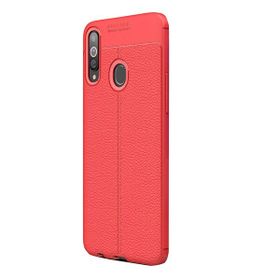 Gpack Samsung Galaxy A20s Niss Deri Görünümlü Kırmızı Silikon Kılıf