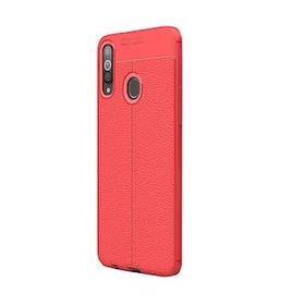 Gpack Samsung Galaxy A20s Niss Deri Görünümlü Kırmızı Silikon Kılıf