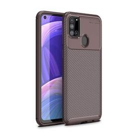 Gpack Samsung Galaxy A21s Negro Karbon Dizayn Silikon Kahverengi Kılıf