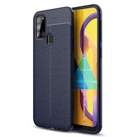Gpack Samsung Galaxy A21s Niss Silikon Deri Görünümlü Lacivert Kılıf