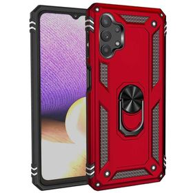 Gpack Samsung Galaxy A23 Vega Tank Standlı Yüzüklü Mıknatıslı Nano Glass Kırmızı Cep Telefonu Kılıfı