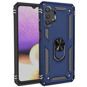 Gpack Samsung Galaxy A23 Vega Tank Standlı Yüzüklü Mıknatıslı Nano Glass Lacivert Cep Telefonu Kılıfı
