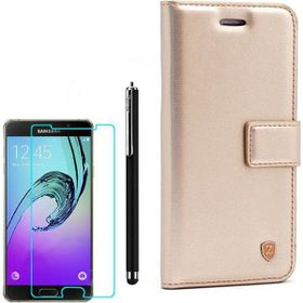 Gpack Samsung Galaxy A3 2016 Kopçalı Standlı Delüx Cüzdan Gold Kılıf