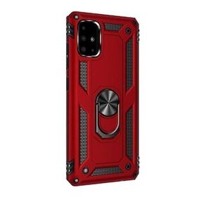 Gpack Samsung Galaxy A31 Volve Standlı Mıknatıslı Tank Koruma + Siyah Full Ekran Kırmızı Kılıf