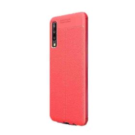 Gpack Samsung Galaxy A50s Niss Deri Görünümlü Nano Glass Kırmızı Silikon Cep Telefonu Kılıf