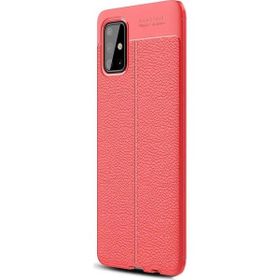 Gpack Samsung Galaxy A51 Niss Deri Görünümlü Nano Glass Kırmızı Silikon Cep Telefonu Kılıf