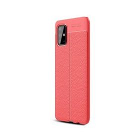 Gpack Samsung Galaxy A51 Niss Deri Görünümlü Nano Glass Kırmızı Silikon Cep Telefonu Kılıf