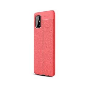 Gpack Samsung Galaxy A51 Niss Deri Görünümlü Nano Glass Kırmızı Silikon Cep Telefonu Kılıf
