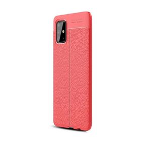Gpack Samsung Galaxy A51 Niss Deri Görünümlü Nano Glass Kırmızı Silikon Cep Telefonu Kılıf