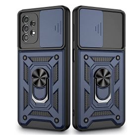 Gpack Samsung Galaxy A53 Sert Silikon Tank Aramid Sürgülü Vega Yüzüklü Lacivert Kılıf