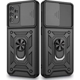 Gpack Samsung Galaxy A53 Sert Silikon Tank Aramid Sürgülü Vega Yüzüklü Siyah Kılıf