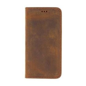 Gpack Samsung Galaxy A7 2018 Hakiki Deri Cüzdan Gizli Mıktanıslı Kahverengi Kılıf