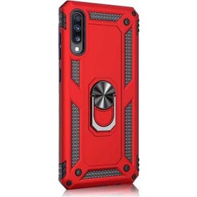 Gpack Samsung Galaxy A70 Vega Standlı Yüzüklü Mıknatıslı Kırmızı Kılıf